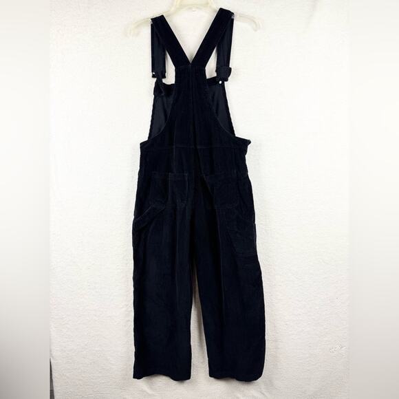 Aniela Parys Black Corduroy Cropped Straight Leg Overalls Size S Minimalist - Picture 10 of 14